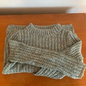 Anthropologie chunky knit mock neck blue sweater